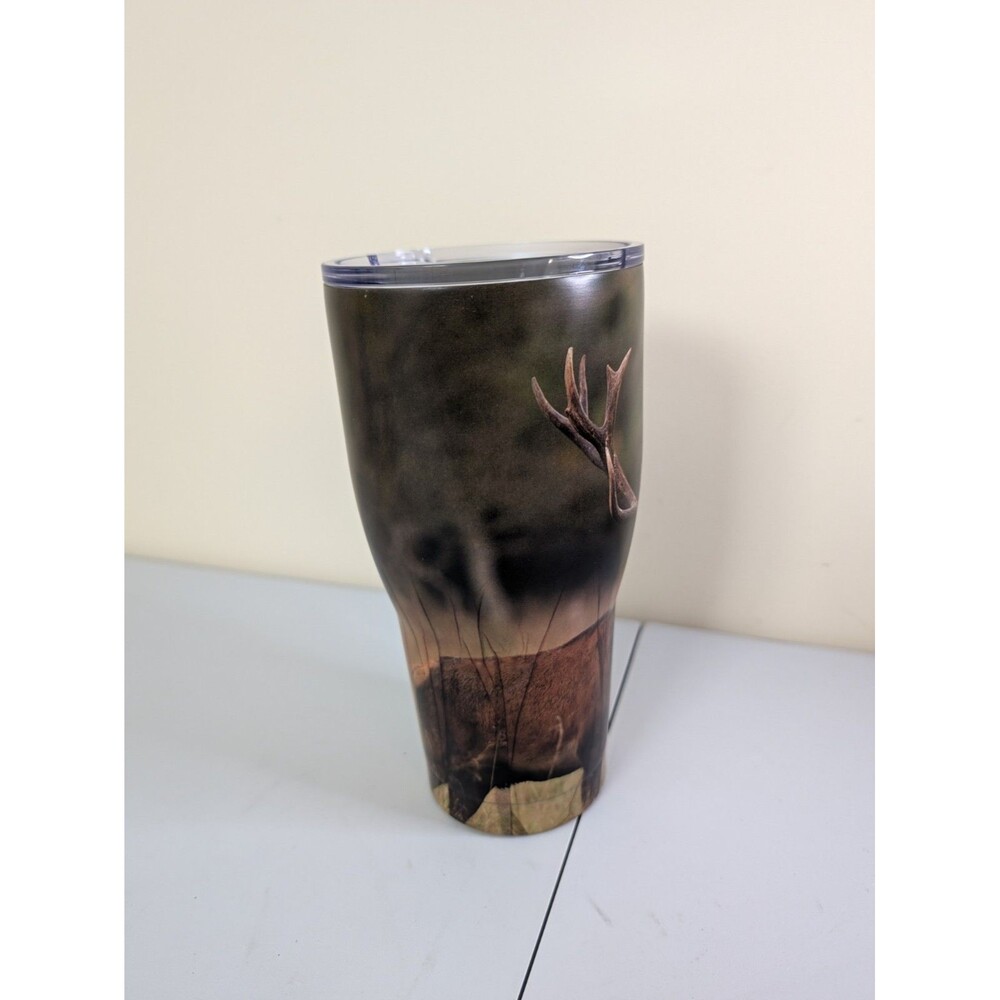 Deer Hunting Stainless Steel Tumbler 30 oz Buck Camo Hunter True Living
